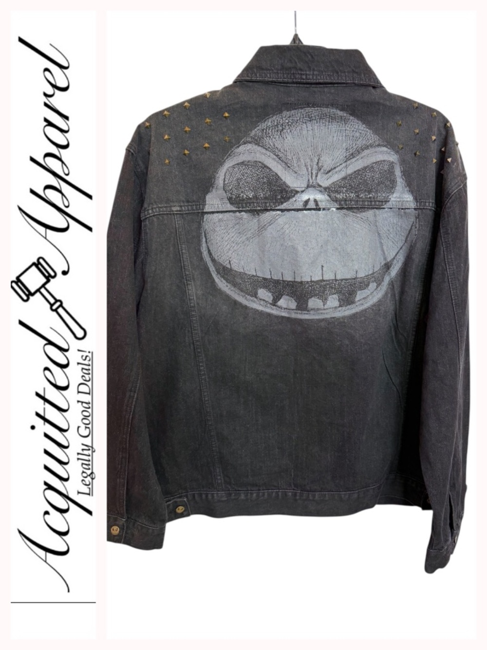 Disney The Nightmare Before Christmas Jack Skellington Black Studded Jean Jacket